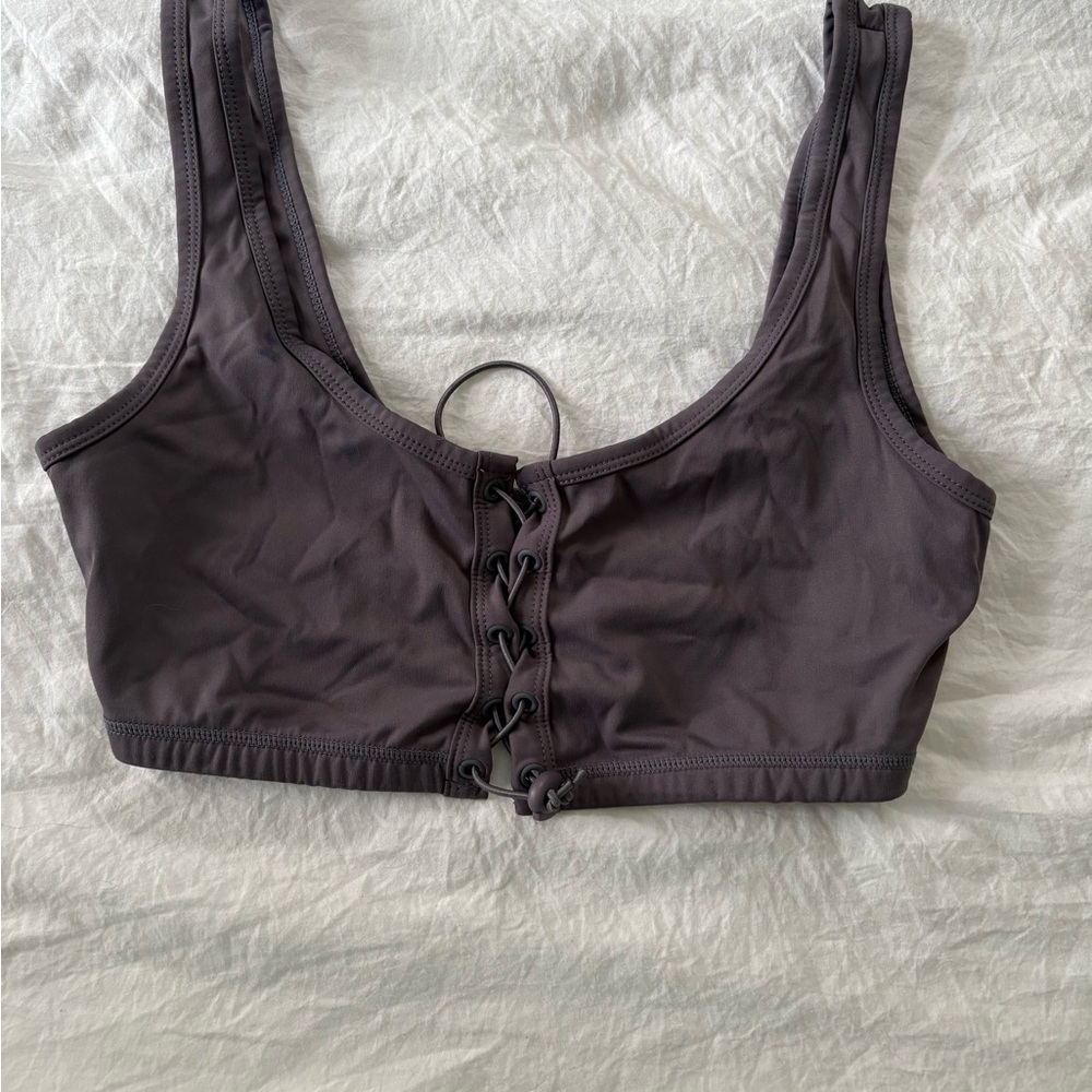 Forever 21 Charcoal Lace-Up Bra